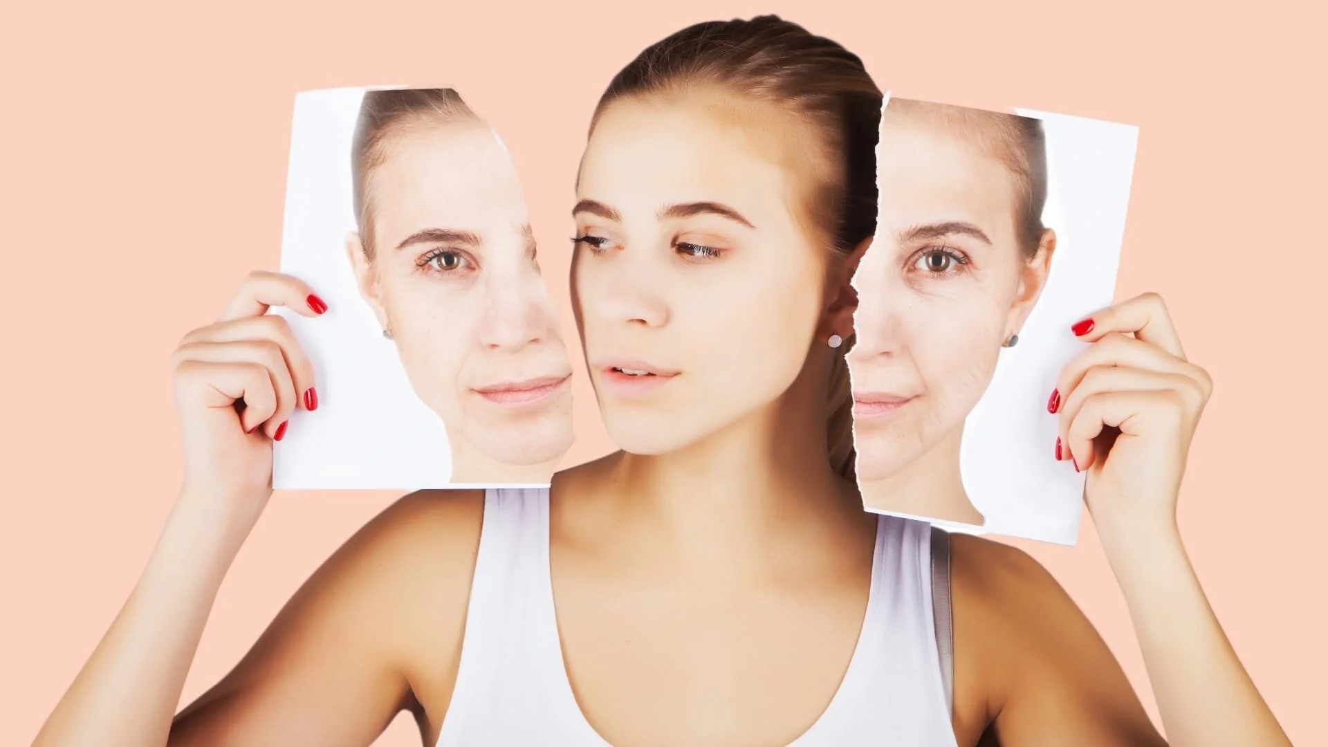Woman applying natural anti aging skincare cream at home