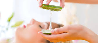 Fresh aloe vera gel applied on face for open pores
