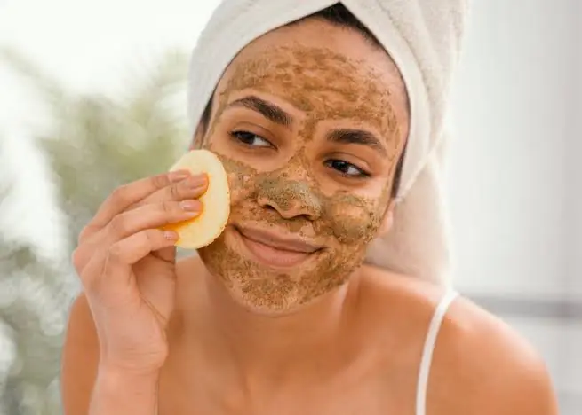 Natural DIY face scrub ingredients for reducing open pores.