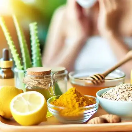 Kitchen ingredients that shrink pores naturally on a wooden table